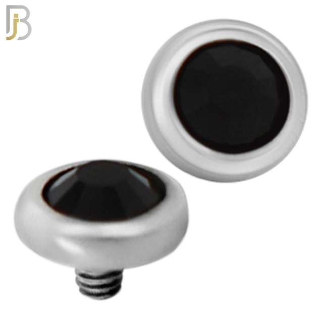 DM01SK - Surgical Steel Dermal Bezel Black Cubic Zirconia 1.2mm Screw Top (PACK OF 6) image 3