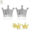 925-ES155 - .925 Sterling Silver Crown with Zircon Design Earring Stud image 0
