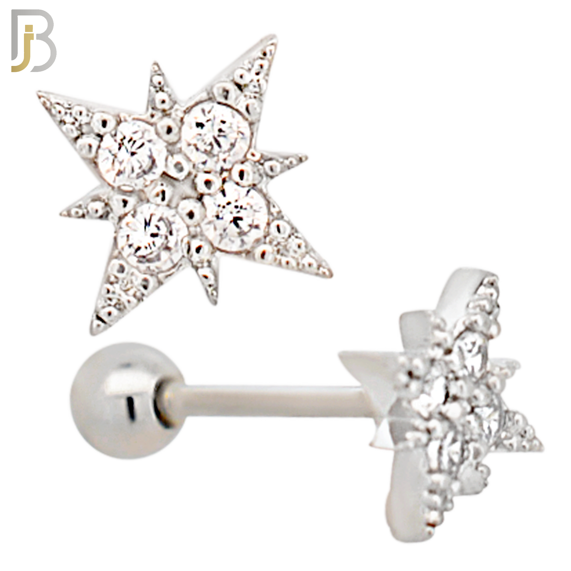 TB117 -  316L Stainless Steel Star Tragus/Cartilage Barbell (PACK OF 6) image 0
