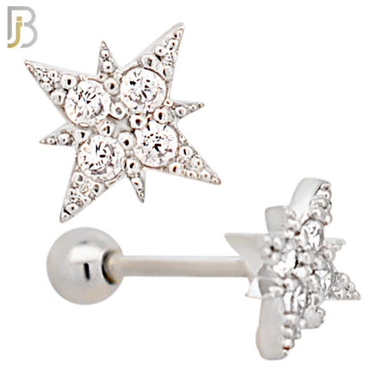 TB117 -  316L Stainless Steel Star Tragus/Cartilage Barbell (PACK OF 6) image 0
