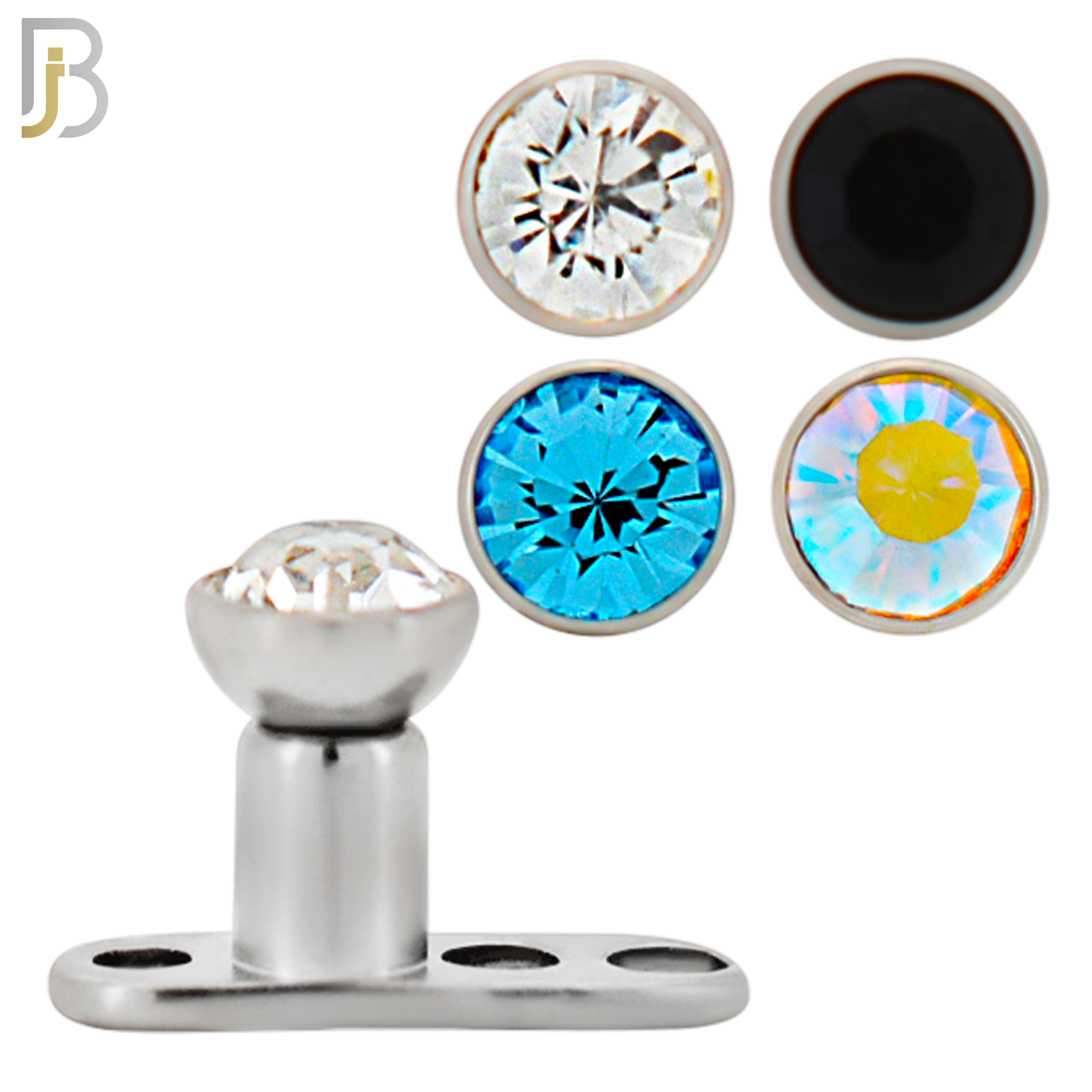 DM05 - 14G Titanium with Surgical Steel Bezel Set CZ Dermal Top Set of 4 Top image 0