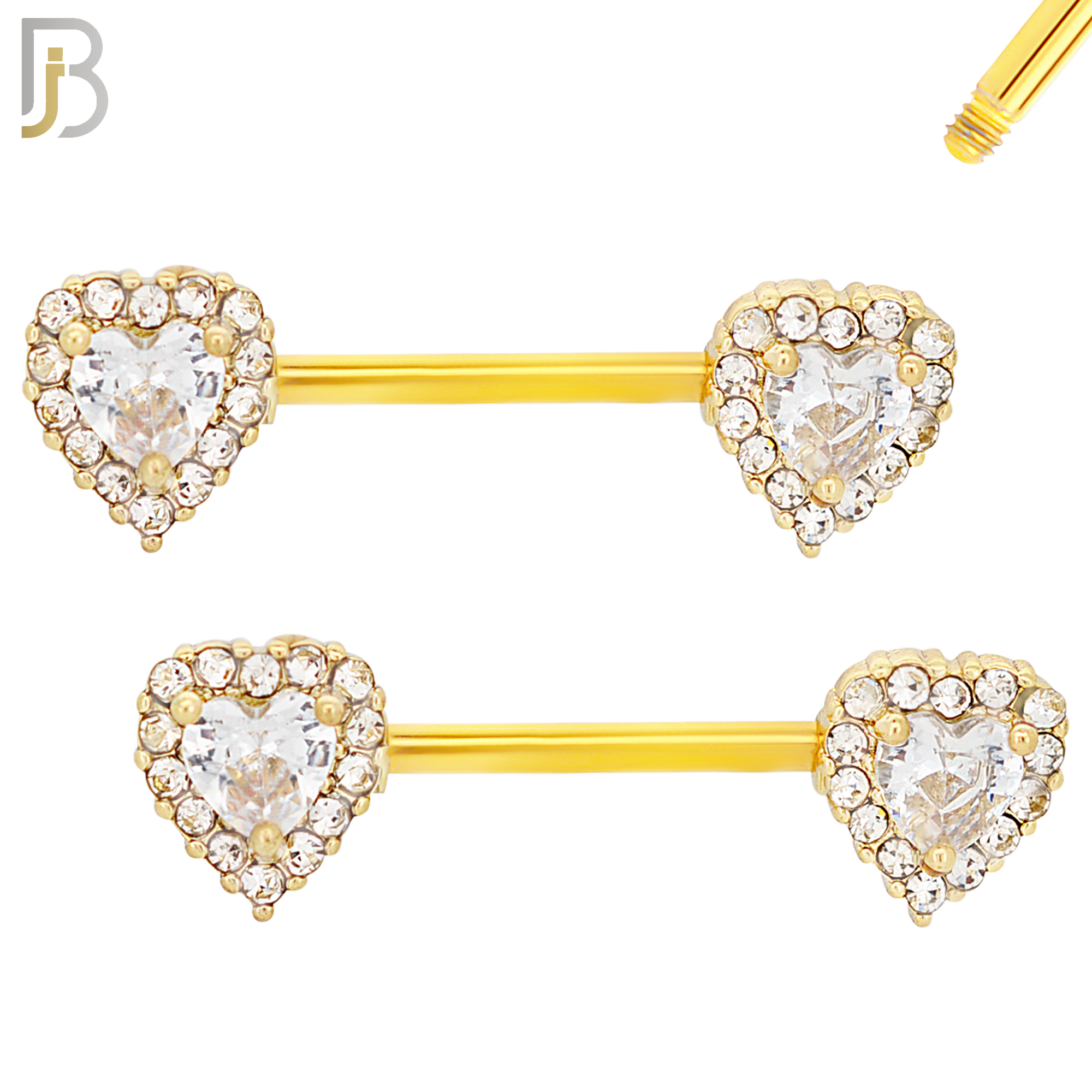 NP14 - 316L Surgical Steel Screw Heart with Multi Zircon Nipple Ring Piercing image 3