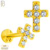 14-LB66 - 14k Yellow Gold Cross Labret with Multi Zircon - Yellow Gold image