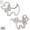 925-ES373 - .925 Sterling Silver Hollow Dog with CZ Stud Earrings image 1