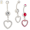 N027  - 316L Stainless Steel Dangling Hollow Spikey Heart with Zircon Design Belly Ring with 4mm Screw Ball image 0