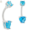 NB06S - 316L Stainless Steel Heart Prong Setting Zircon  Banana Belly Navel Ring (PACK OF 6) image 3