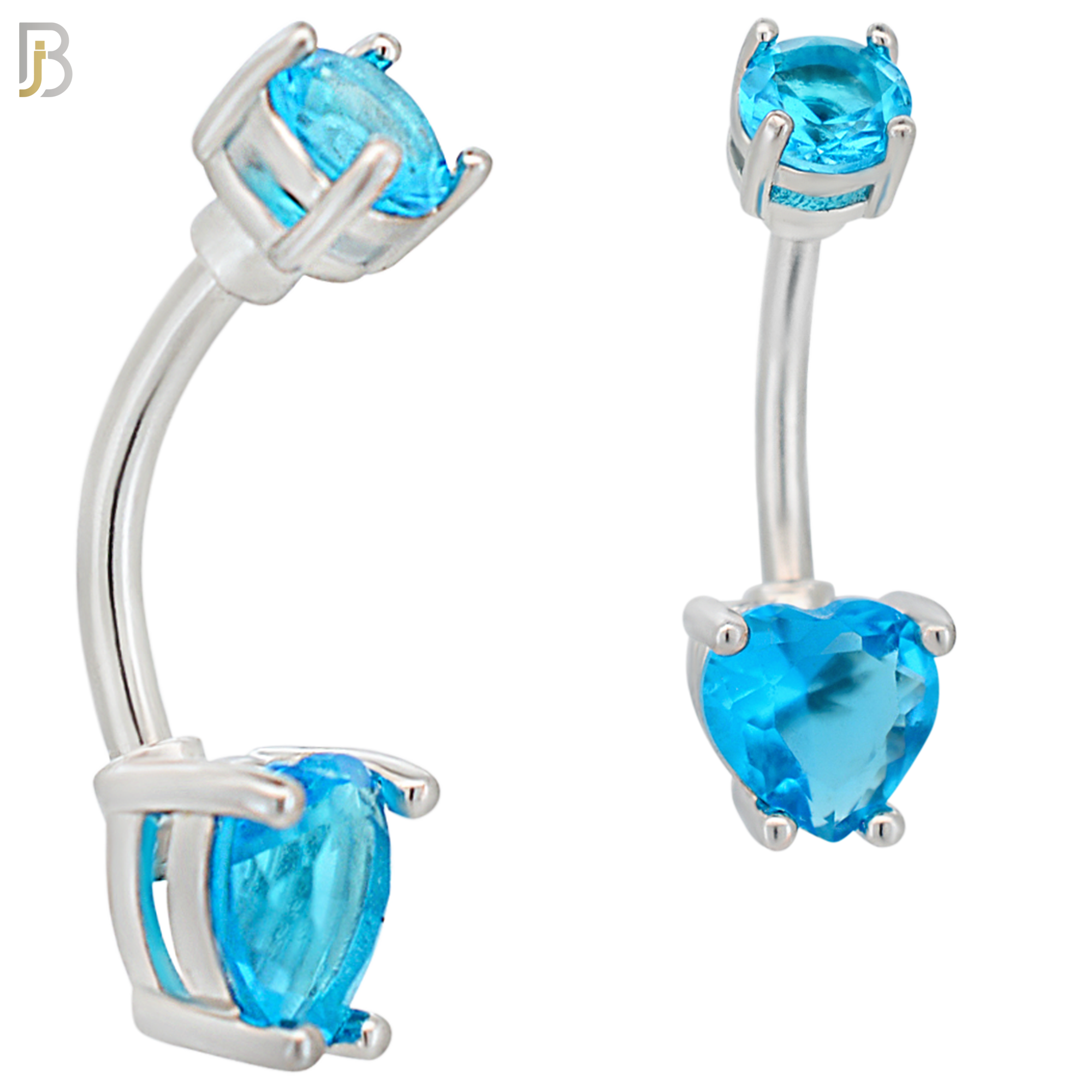 NB06S - 316L Stainless Steel Heart Prong Setting Zircon  Banana Belly Navel Ring (PACK OF 6) image 3