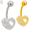 NB119 - 316L Surgical Steel Studded Heart with Hollow Heart Belly Ring image 0