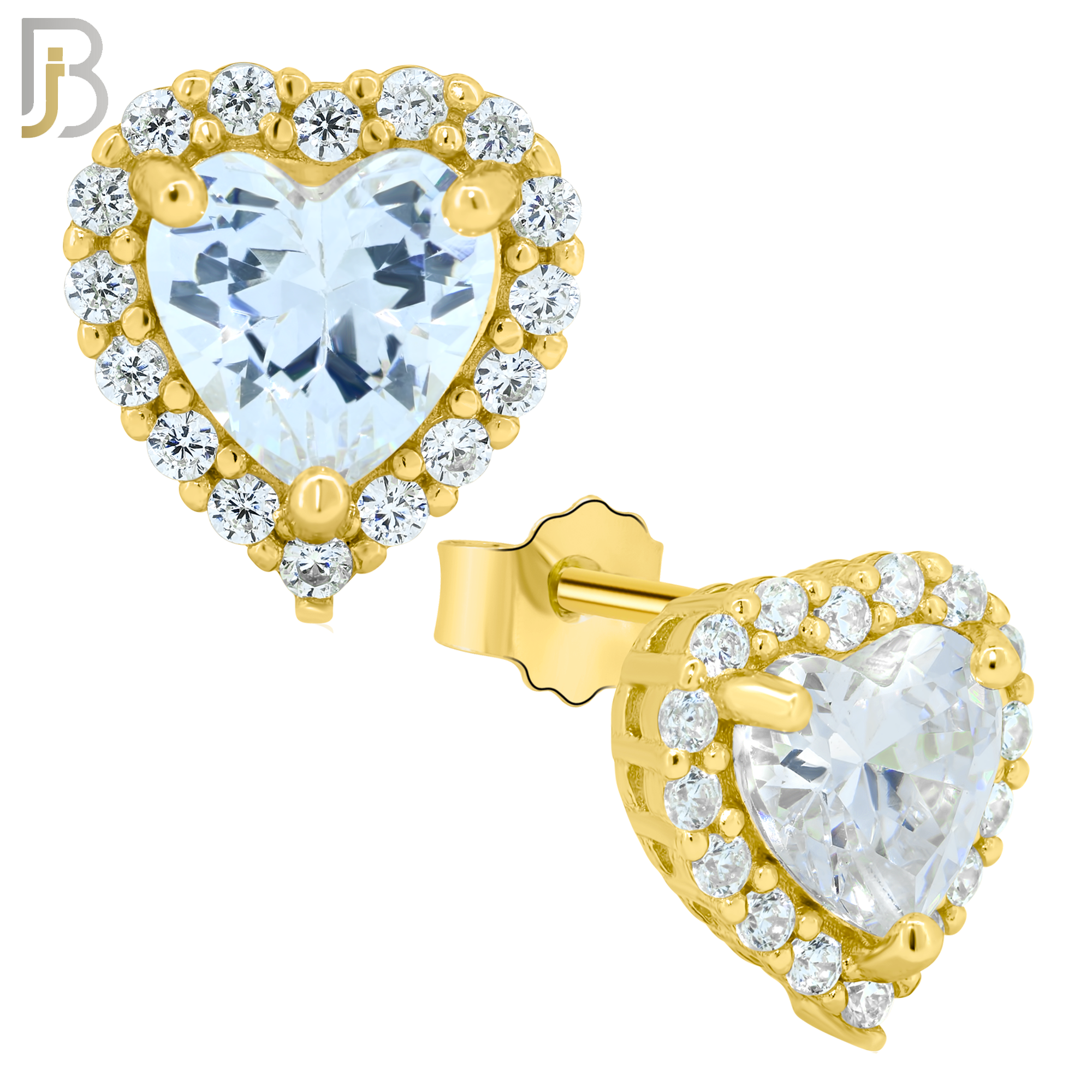 925-ES75 - .925 Sterling Silver Heart Design with Multi Zircon Earring Stud image 2