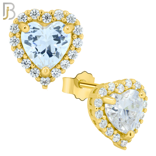 925-ES75 - .925 Sterling Silver Heart Design with Multi Zircon Earring Stud image 2