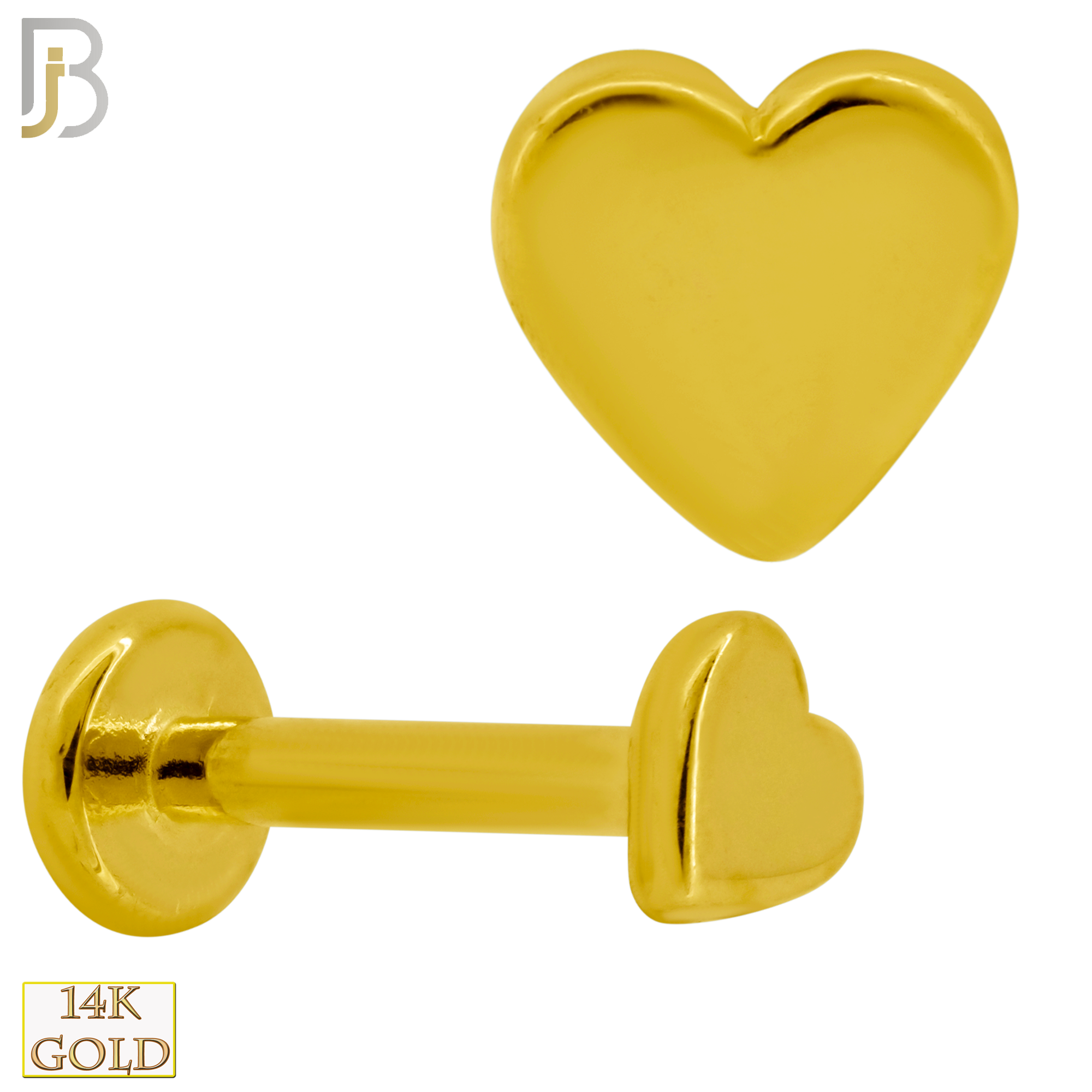 14-LB53 - 14k Gold Plain Solid Heart Labret - Yellow Gold image