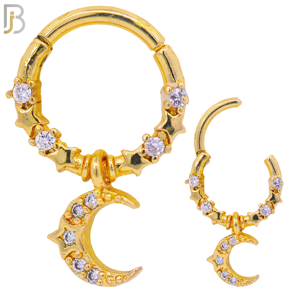 PK-CT106 - 316 Surgical Steel Hinged Nose Hoops with Mixed Dangling Designs - Pack of 30 image 4