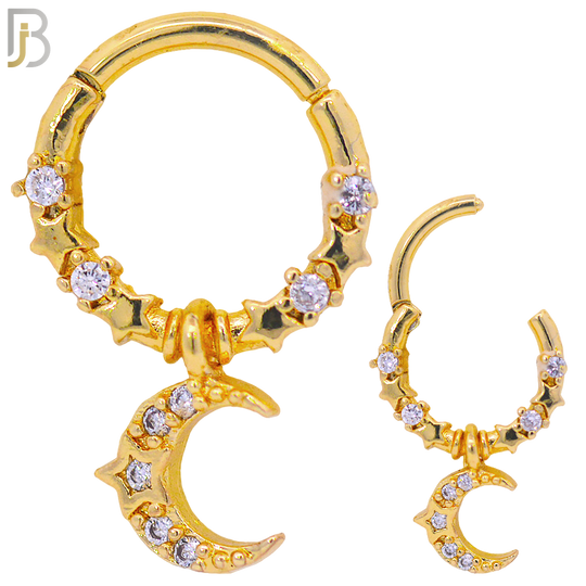 PK-CT106 - 316 Surgical Steel Hinged Nose Hoops with Mixed Dangling Designs - Pack of 30 image 4