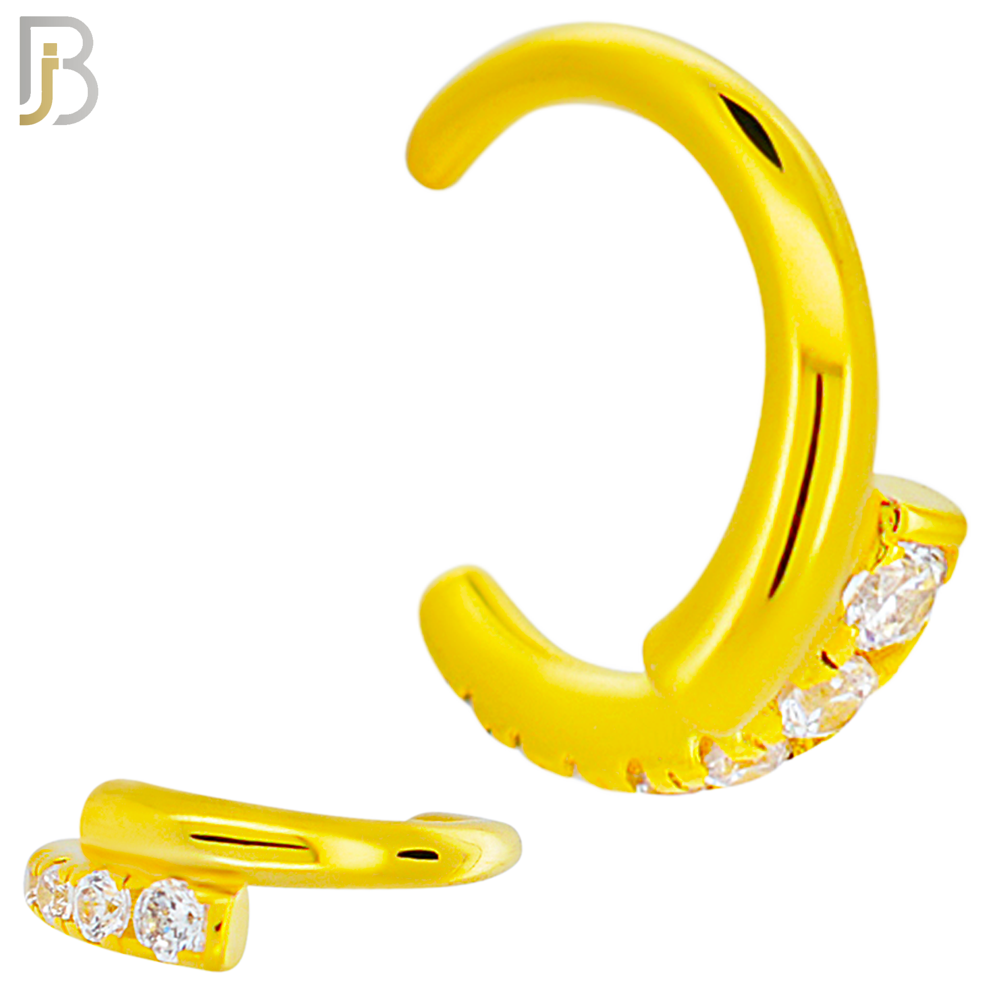 FES009 - Linked Half Plain and Half Studded Ear Cuff in Brass (Sold Per Piece) image 2