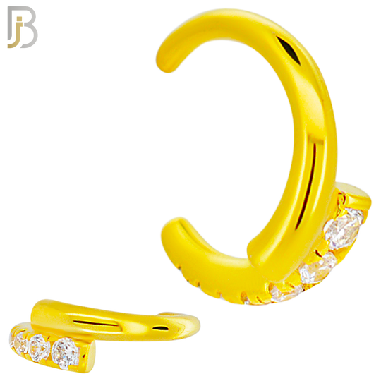 FES009 - Linked Half Plain and Half Studded Ear Cuff in Brass (Sold Per Piece) image 2