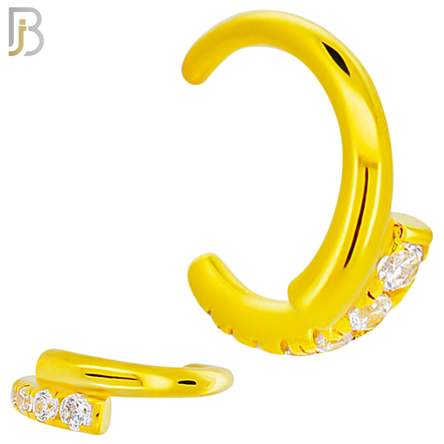 FES009 - Linked Half Plain and Half Studded Ear Cuff in Brass (Sold Per Piece) image 2