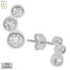 925-ES150 - .925 Sterling Silver 3 Bezel Round Design with Zircon Design Earring Stud image 1