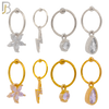PK-HX06M - 316L Surgical Steel Different Dangling  Designs Helix Hoop Piercing with CZ image 1
