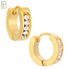 ES132 - Stainless Steel Huggies Hoops Earrings with Round Zircon image 3