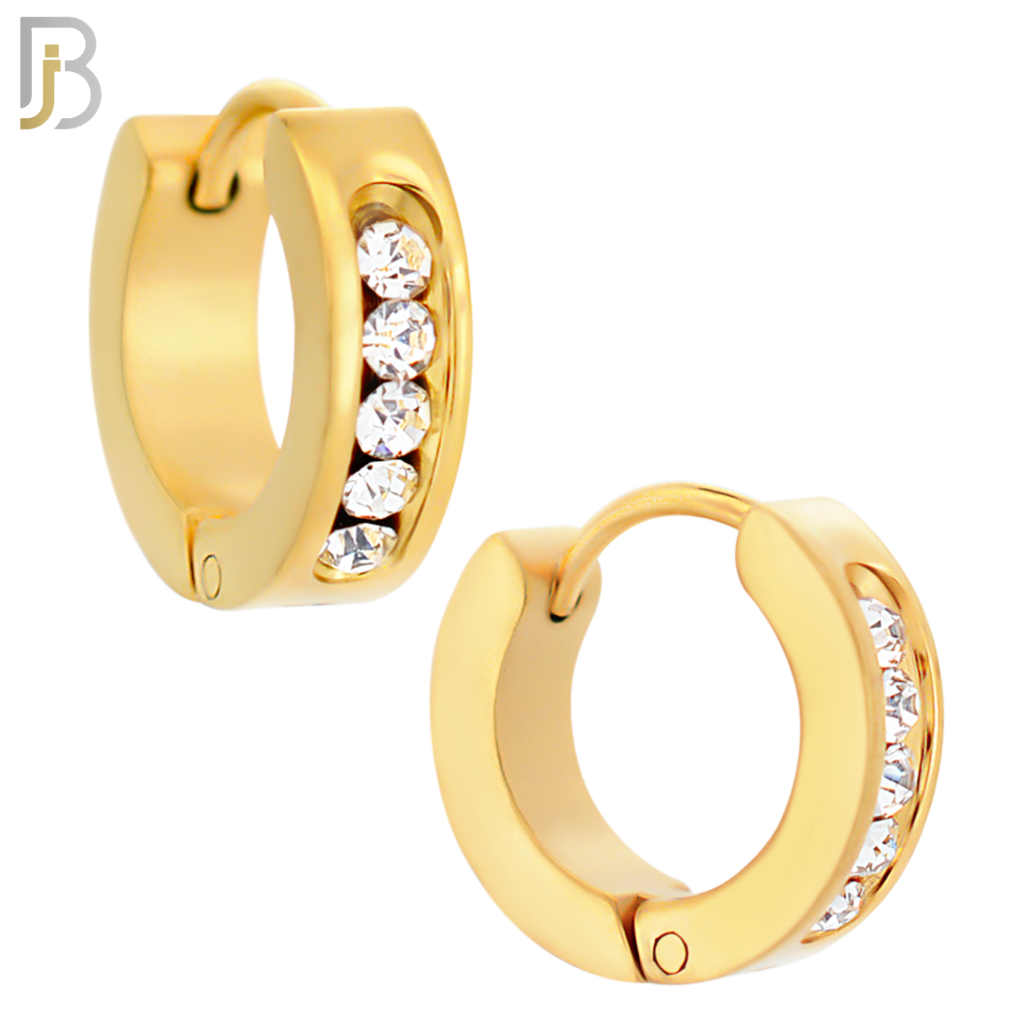 ES132 - Stainless Steel Huggies Hoops Earrings with Round Zircon image 3