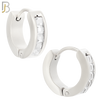 ES131 - Stainless Steel Huggies Hoops Earrings with Square Zircon image 1