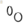 ES95K - 316L Stainless Steel Black Plated 2mm Thickness Plain Hoops Design Huggies Clip On image 2