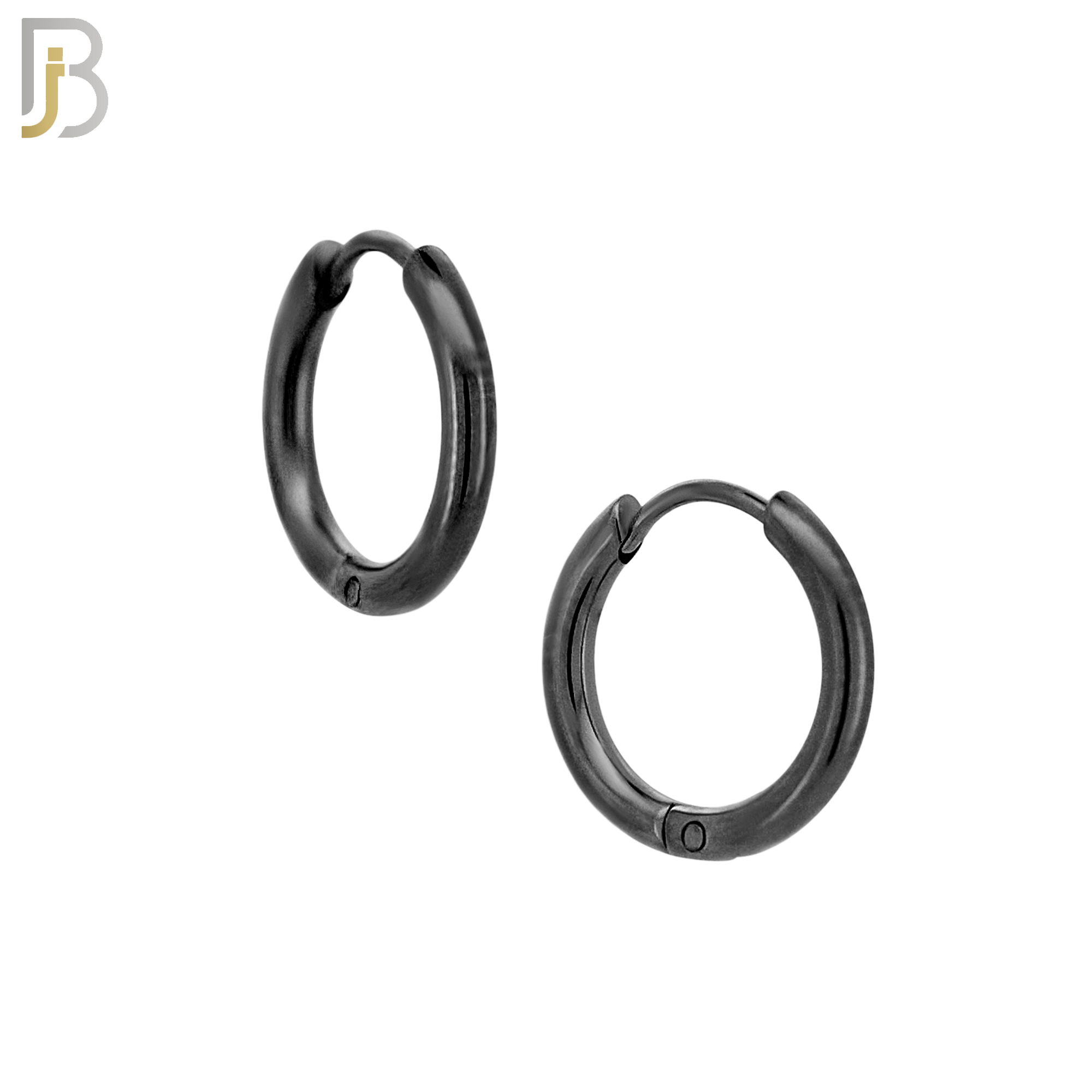 ES95K - 316L Stainless Steel Black Plated 2mm Thickness Plain Hoops Design Huggies Clip On image 2