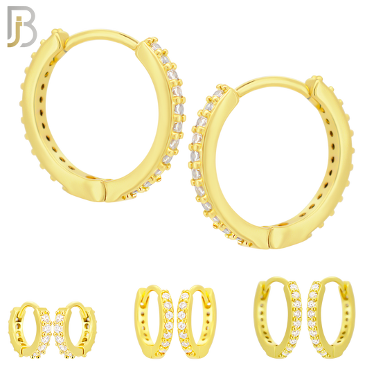 ES02G - 316L Stainless Steel Gold Plated Prong Setting Zircon with 2mm Front Thickness Huggies image 0