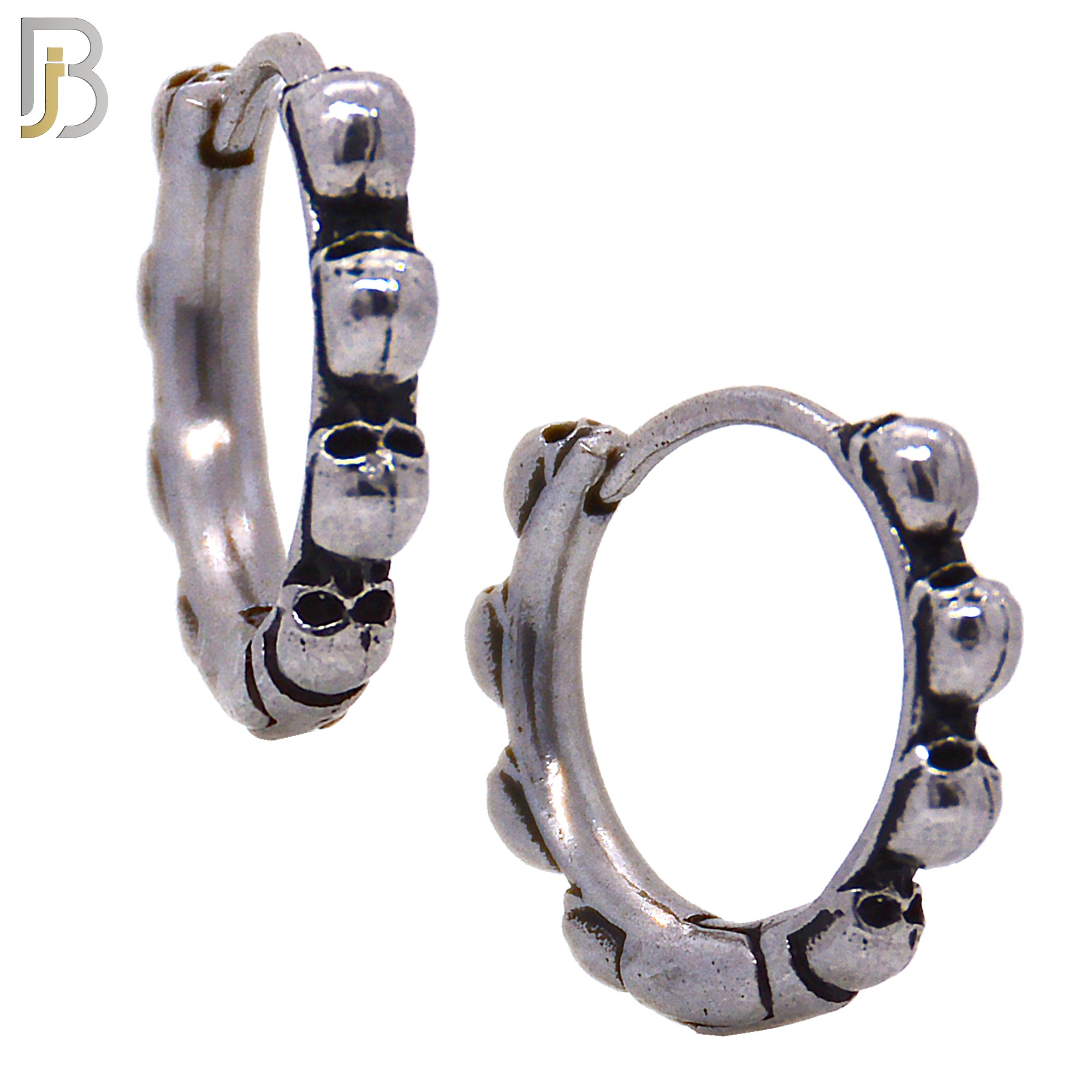 ES128 - Stainless Steel Vintage Tribal Skull Huggies Hoops Earrings image 0