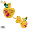 925-ES205 - .925 Sterling Silver Apple Design Earring Stud with Fuchsia Zircon image 2