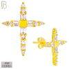 925-ES270 - .925 Sterling Silver Pointed Cross with Zircon Design Earrings Stud image 2