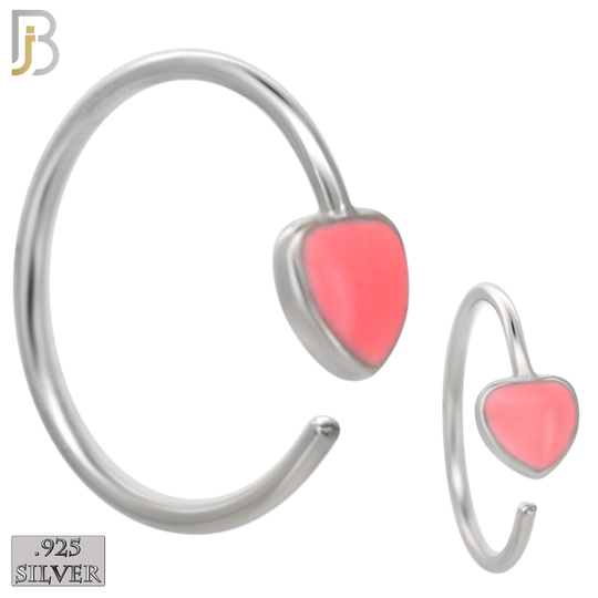 925-CT133-  925 Silver Heart Nose Hoops with Enamel - (Pack of 6) image 3