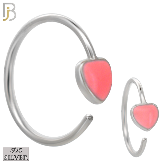925-CT133-  925 Silver Heart Nose Hoops with Enamel - (Pack of 6) image 3