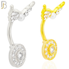 NB90 -  316L Stainless Steel Round  Design CZ Banana Belly Ring and Angel Top Screw image 0