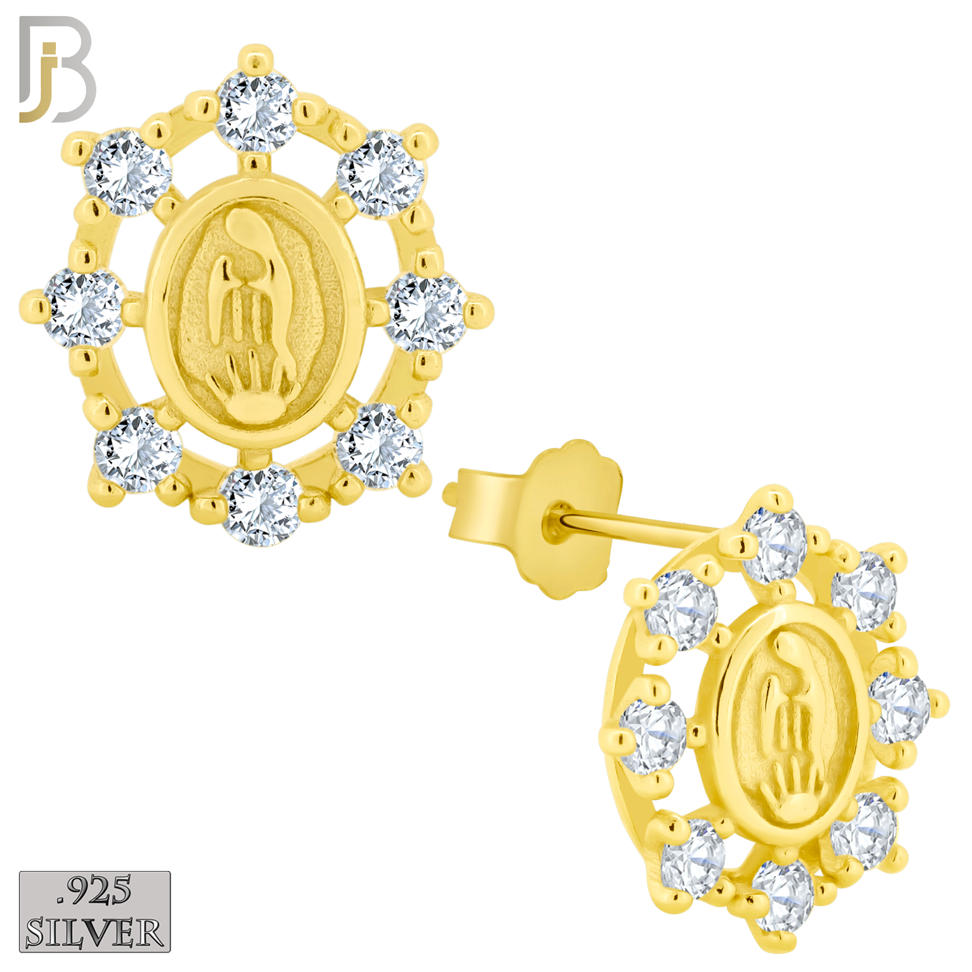 925-ES176 – .925 Sterling Silver Virgin Mary with Clear Zircon image 2