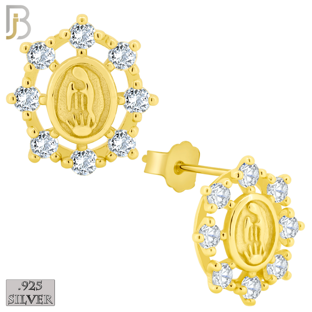 925-ES176 – .925 Sterling Silver Virgin Mary with Clear Zircon image 2