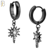 ES37 - 316L Stainless Steel Dangling Star Zircon Design Huggies Clip On image 3