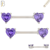 NP03S - 316L Surgical Steel Screw Prong Heart Zircon Nipple Ring Piercing image 3