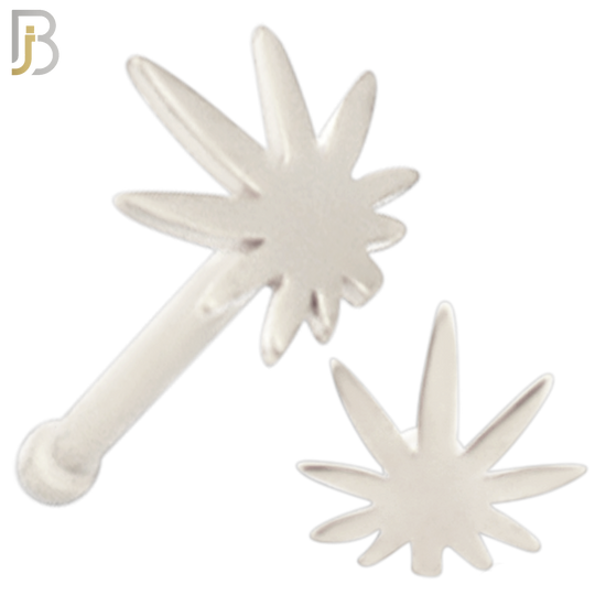 NR39B - 316L Surgical Steel Nose Bone Plain Pot Marijuana Leaf Design (PACK OF 6) image 1