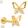 14-LB103 - 14k Yellow Gold Butterfly with CZ Labret image 0