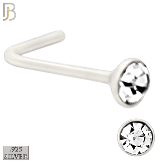 925-PK-NR06S-3C2 - Mixed of 2, 2.5, 3mm Clear CZ 22g Thickness  925 Sterling Silver Nose Studs, L-Shape Press Fit Packages Pack of 120. image 3