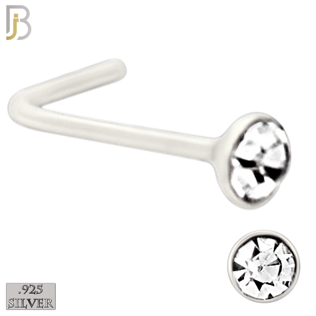 925-PK-NR06S-3C2 - Mixed of 2, 2.5, 3mm Clear CZ 22g Thickness  925 Sterling Silver Nose Studs, L-Shape Press Fit Packages Pack of 120. image 3