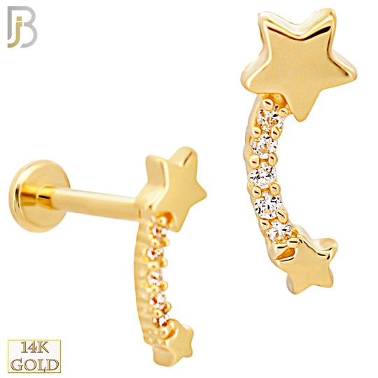 14-LB101 - 14k Yellow Gold Shooting Star with Multi CZ Labret image 0