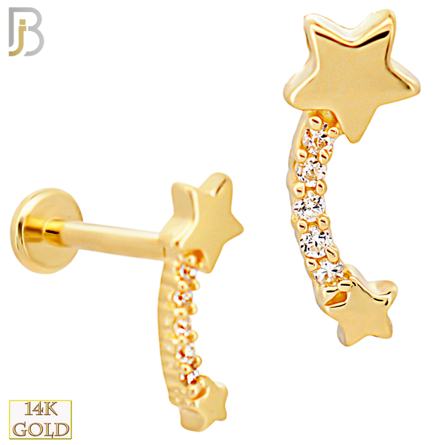 14-LB101 - 14k Yellow Gold Shooting Star with Multi CZ Labret image 0