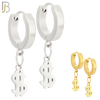 ES135 - Stainless Steel Huggies Hoops Earrings with Dangle Dollar Sign image 0