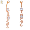 N0138 - 316L Surgical Steel Dangling L-O-V-E letters with CZ Belly Ring image 2