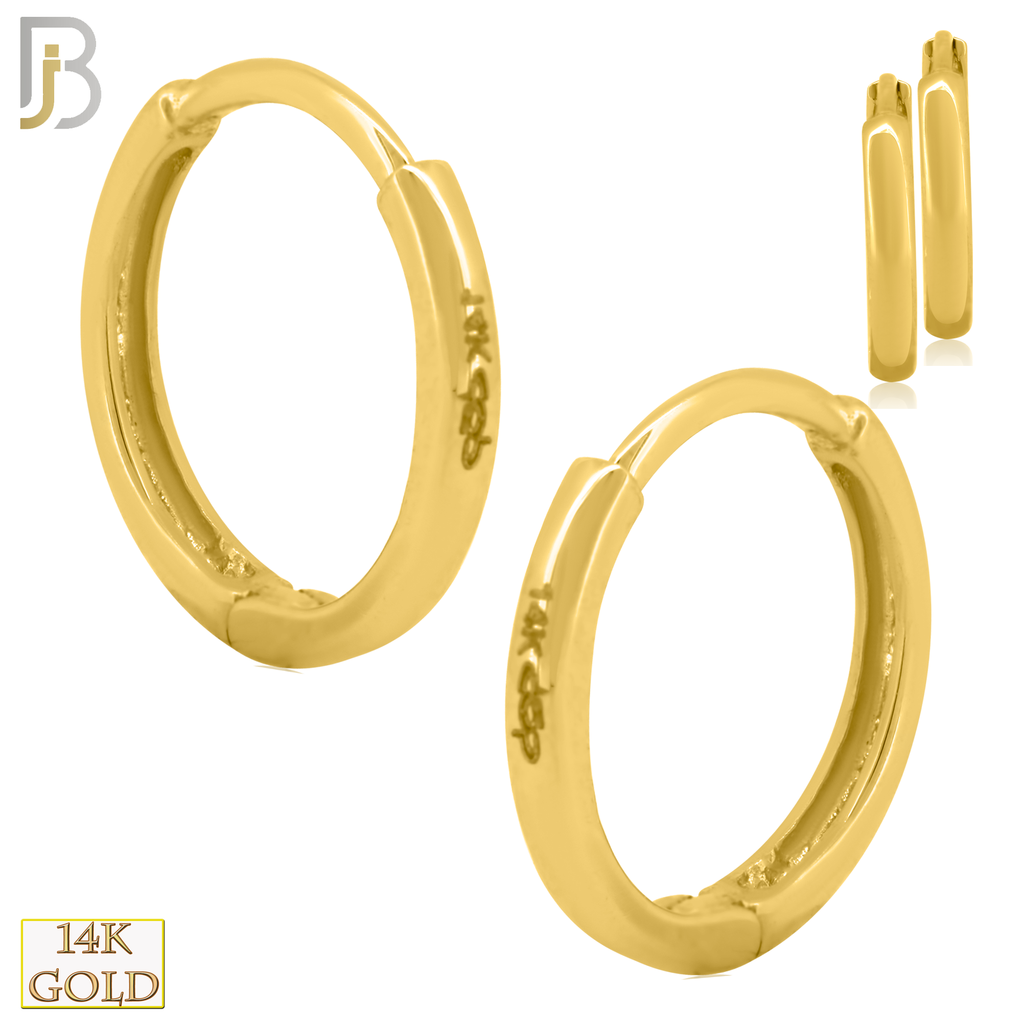 14-ES63Y - 14k Solid Gold Flat Thick Hoops Earrings image 3