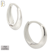 925-ES452 - 925 Sterling Silver Tapered Plain Sharp Edge Huggies Hoop Earrings image 0