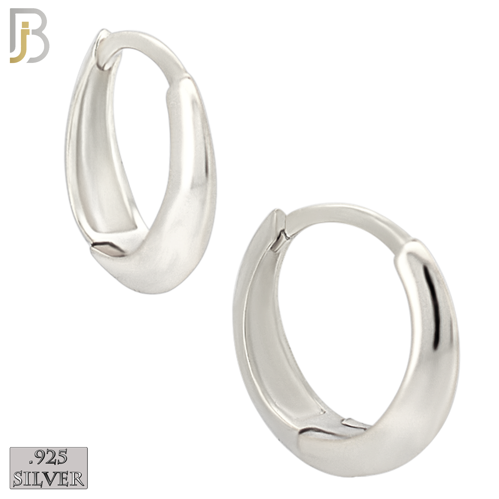 925-ES452 - 925 Sterling Silver Tapered Plain Sharp Edge Huggies Hoop Earrings image 0