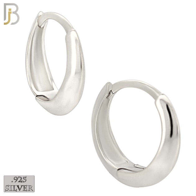 925-ES452 - 925 Sterling Silver Tapered Plain Sharp Edge Huggies Hoop Earrings image 0